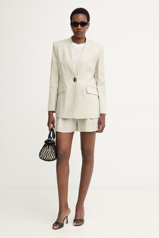 Armani Exchange jednoradové sako dámske ľanové XW001985.AF21530 béžová SS26