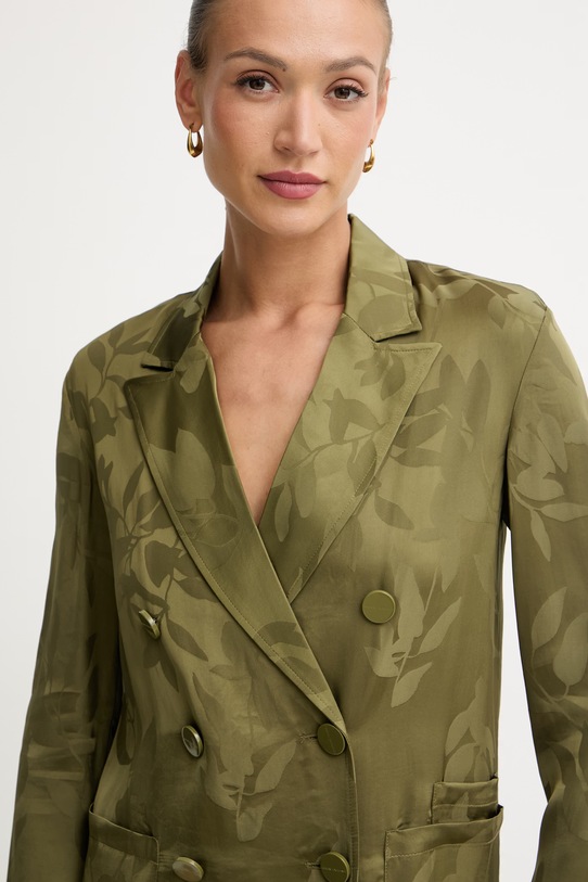 Armani Exchange sacou cu două rânduri de nasturi pentru femei, din vâscoză verde XW002010.AF21551