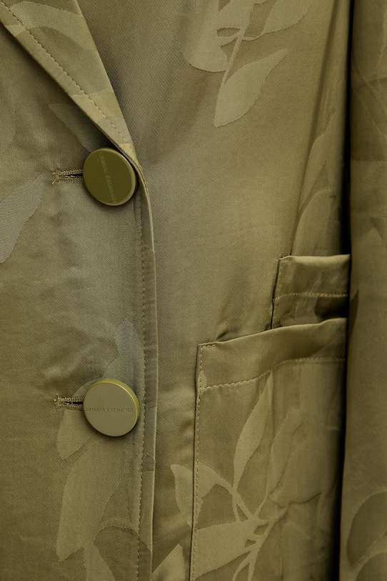 Armani Exchange sacou cu două rânduri de nasturi pentru femei, din vâscoză XW002010.AF21551 verde