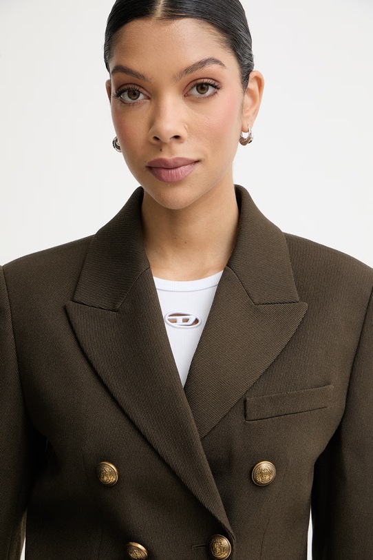 Miss Sixty marynarka dwurzędowa damska z wełną brązowy 6M1WJ05900