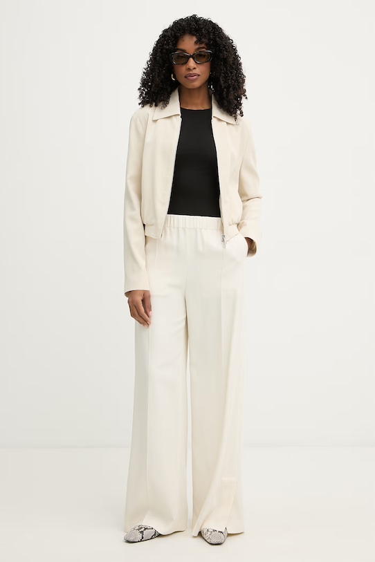 BOSS krótka kurtka damska z wiskozy Jocalena 50551922 beżowy SS26