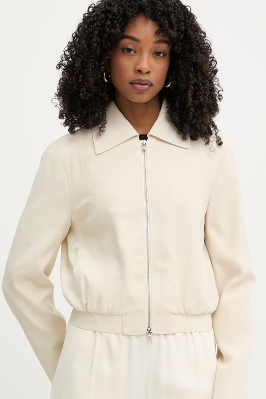 BOSS krótka kurtka damska z wiskozy Jocalena beżowy 50551922