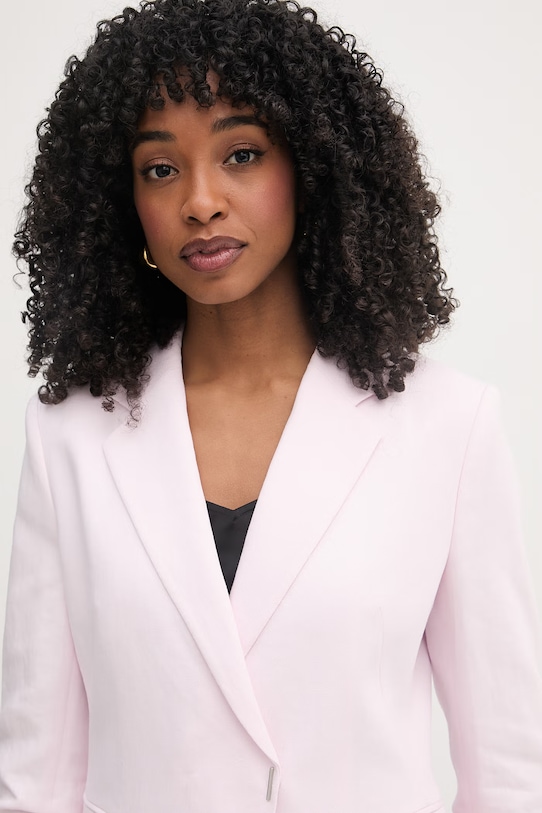 BOSS dvojradové sako dámske s ľanom Jia8 ružová 50557249