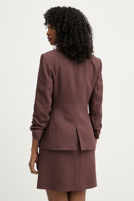 Odzież BOSS marynarka dwurzędowa damska z lnem 50557249 brązowy