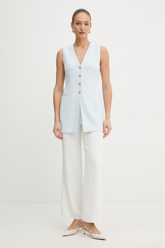 BOSS dámska jednoradová vesta z viskózy Julinial 50557416 modrá SS26