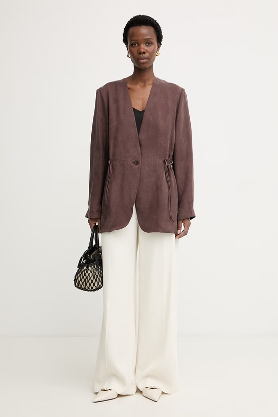 BOSS jednoradové sako dámske z lyocellu JASIANATI 50568325 hnedá SS26