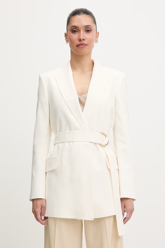 HUGO marynarka jednorzędowa damska z wiskozy Abivanna beżowy 50559274