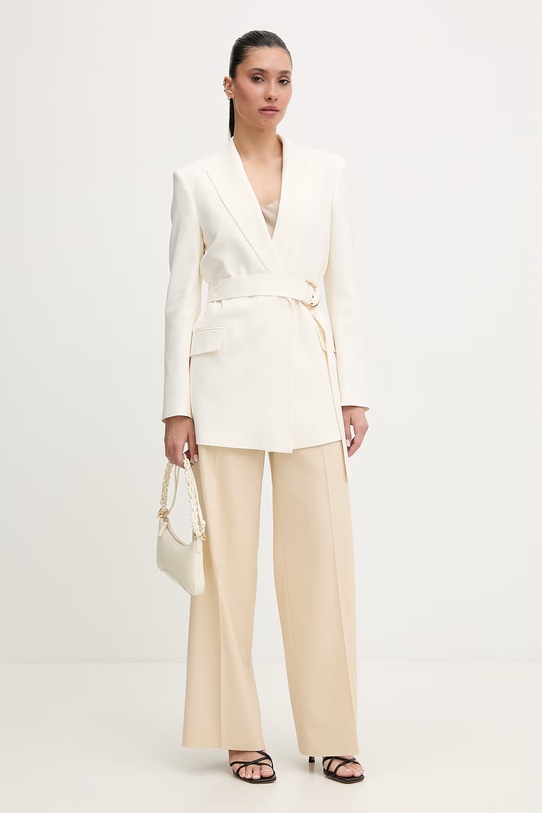 HUGO marynarka jednorzędowa damska z wiskozy Abivanna 50559274 beżowy SS26