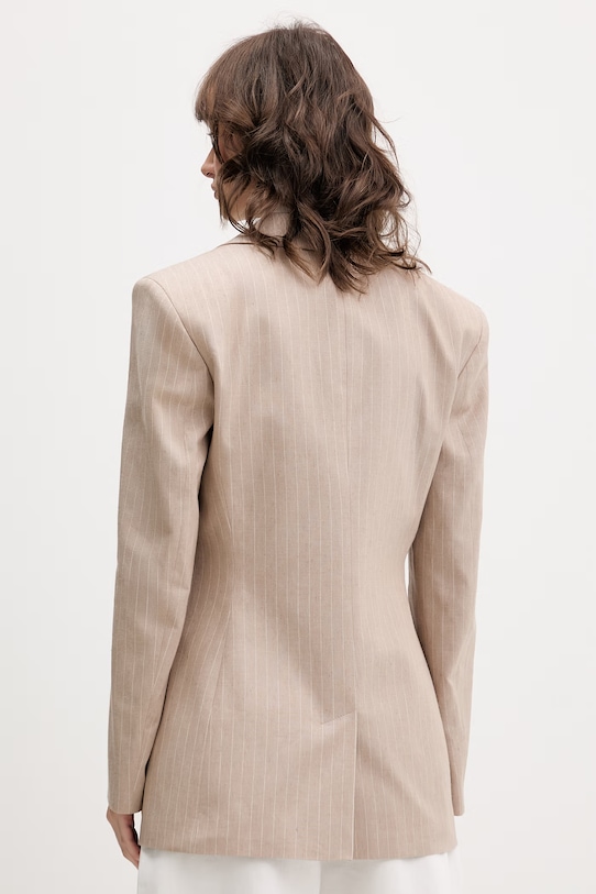 Oblečení HUGO dvouřadé sako dámské s příměsí lnu Azenia 50559509 béžová