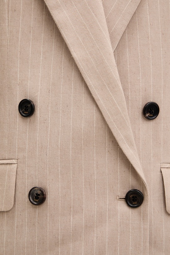 HUGO dvouřadé sako dámské s příměsí lnu Azenia 50559509 béžová