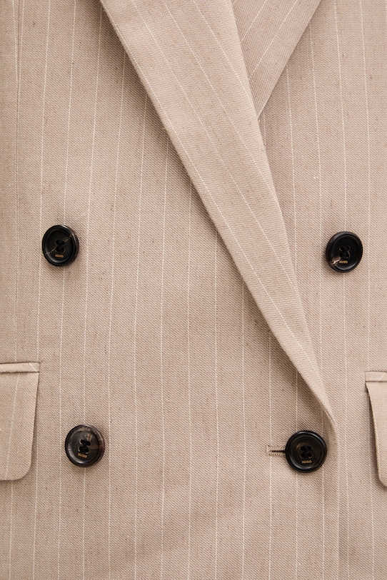 HUGO dvouřadé sako dámské s příměsí lnu Azenia 50559509 béžová