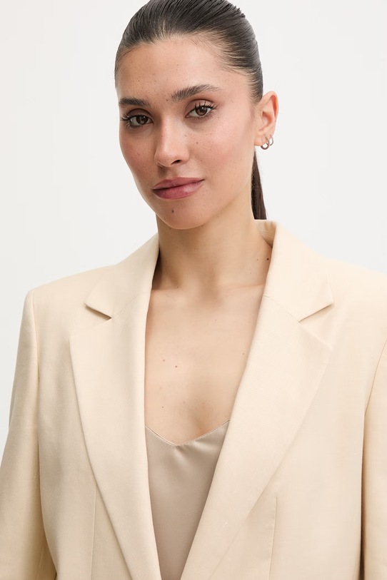 Odjeća HUGO sako od odijela za žene s dodatkom lana Anetali 50560000 bež