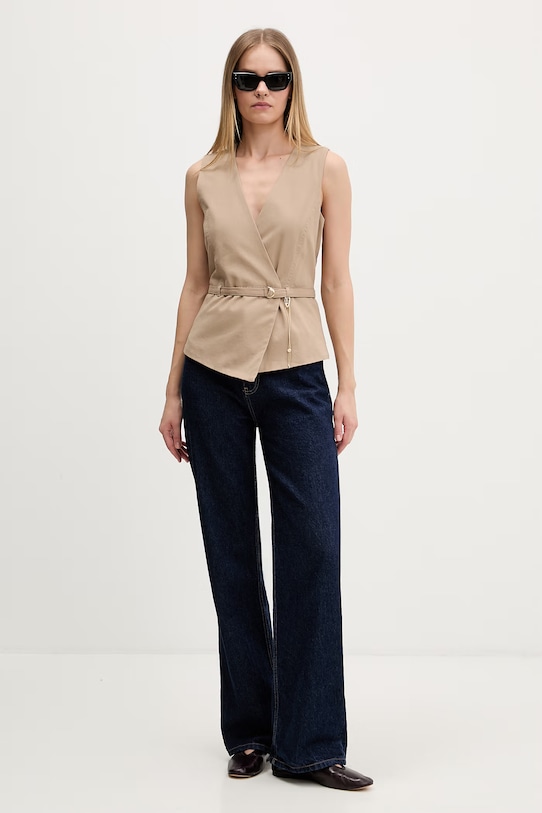 HUGO ženski prsluk od pamuka Ahella-1-W 50557199 bež SS26