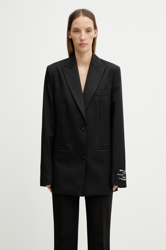 Off-White Tomboy Label marynarka jednorzędowa wełniana damska czarny 2EF099C99FAB002