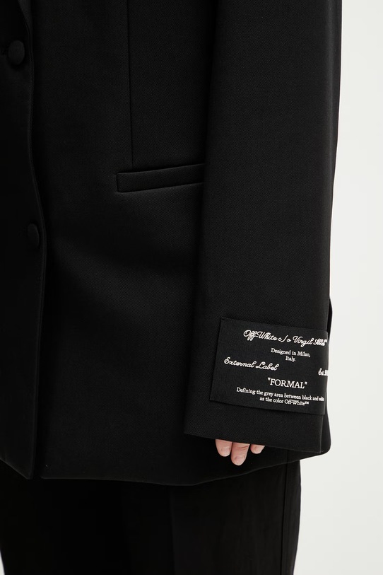 Off-White Tomboy Label marynarka jednorzędowa wełniana damska czarny 2EF099C99FAB002