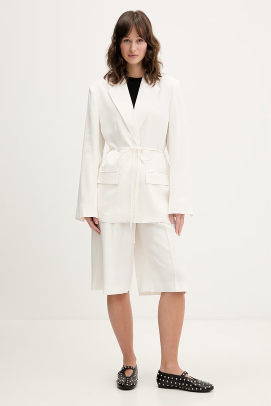 Karl Lagerfeld Jeans marynarka z domieszką lnu B2W14030 beżowy SS26