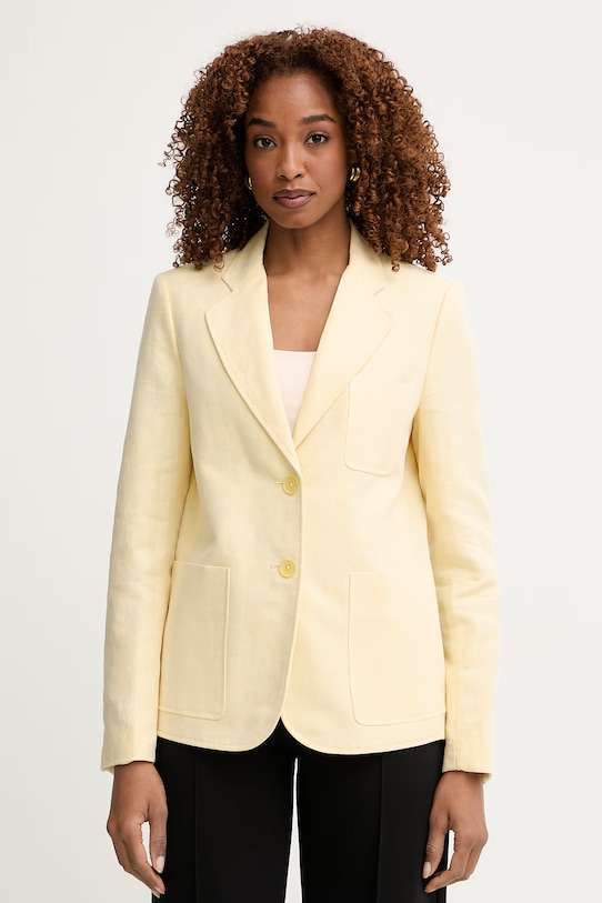 MICHAEL Michael Kors однобортний піджак жіночий з льоном жовтий MS610DJKPY