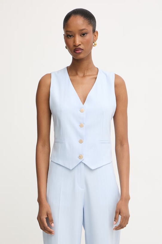 Morgan kamizelka jednorzędowa damska z wiskozy niebieski CALCI.F