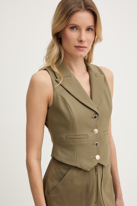 Morgan kamizelka jednorzędowa damska z bawełną zielony CJANI.F