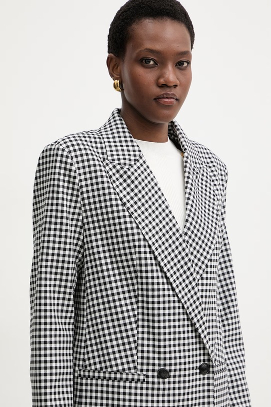 Morgan marynarka dwurzędowa damska z wiskozą czarny VICHY.F