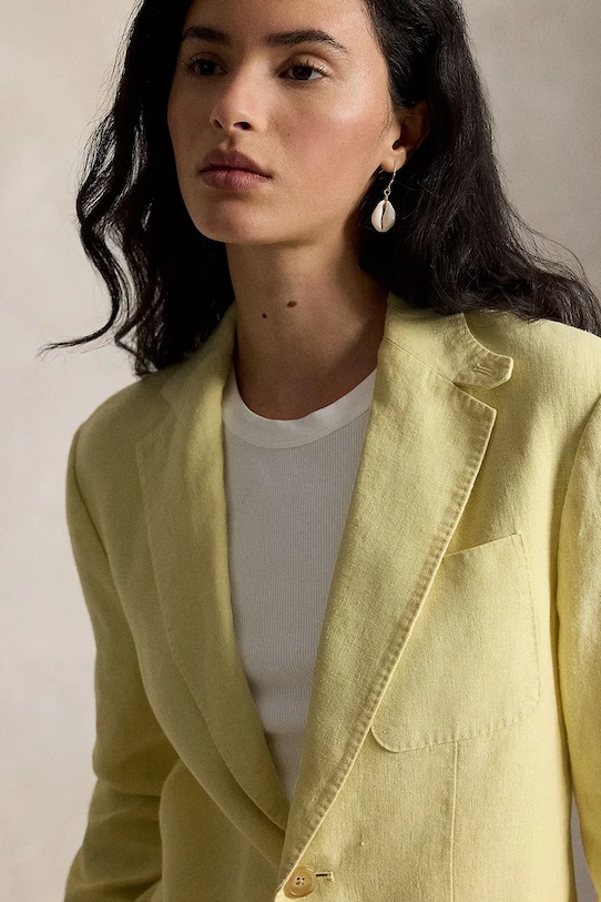 Polo Ralph Lauren enoredni suknjič ženski lanen rumena 211A12783