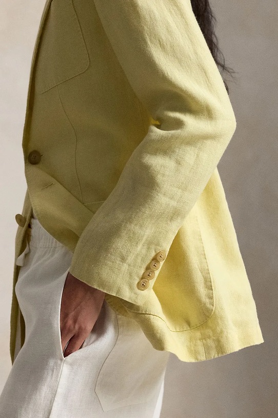 Polo Ralph Lauren enoredni suknjič ženski lanen 211A12783 rumena