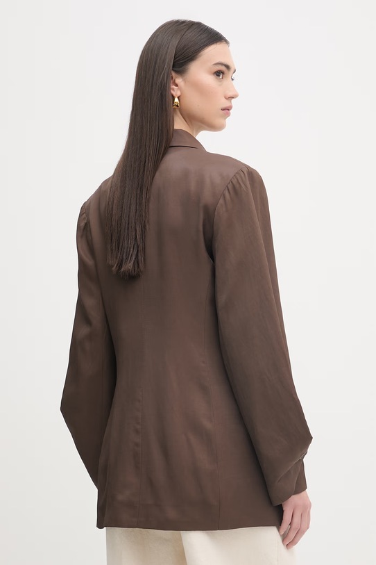 Odzież Haveone marynarka dwurzędowa damska z dodatkiem lnu JCB.Q020 brązowy