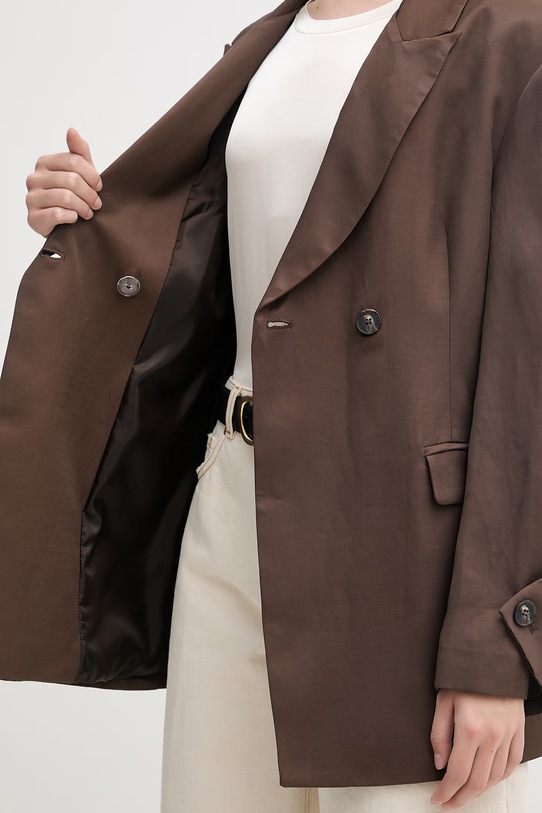 Haveone marynarka dwurzędowa damska z dodatkiem lnu JCB.Q020