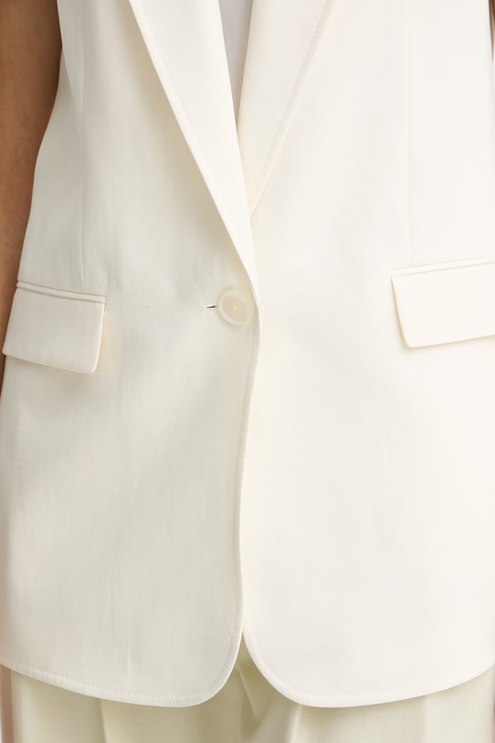 BOSS Orange kamizelka jednorzędowa damska z dodatkiem lnu C_Jakily 50564183 beżowy