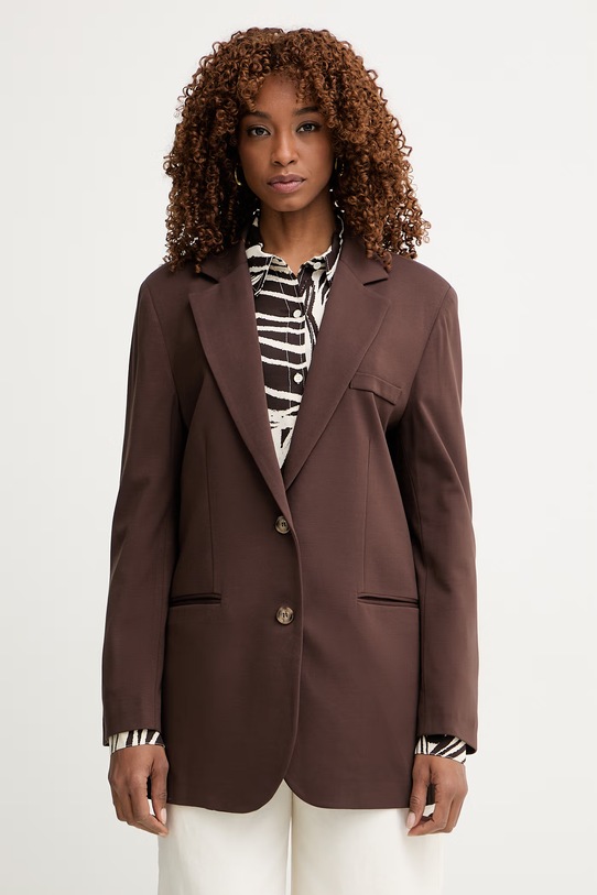 Haveone marynarka jednorzędowa damska brązowy JMI.Q002