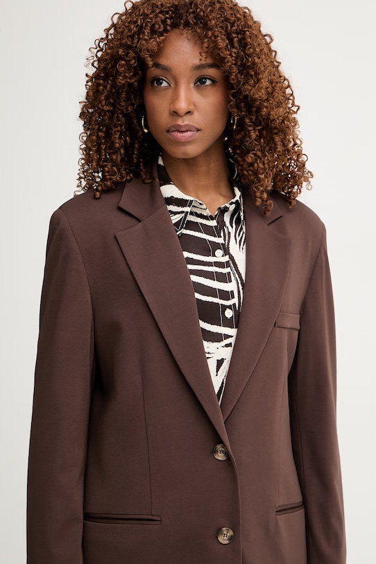 Haveone marynarka jednorzędowa damska brązowy JMI.Q002