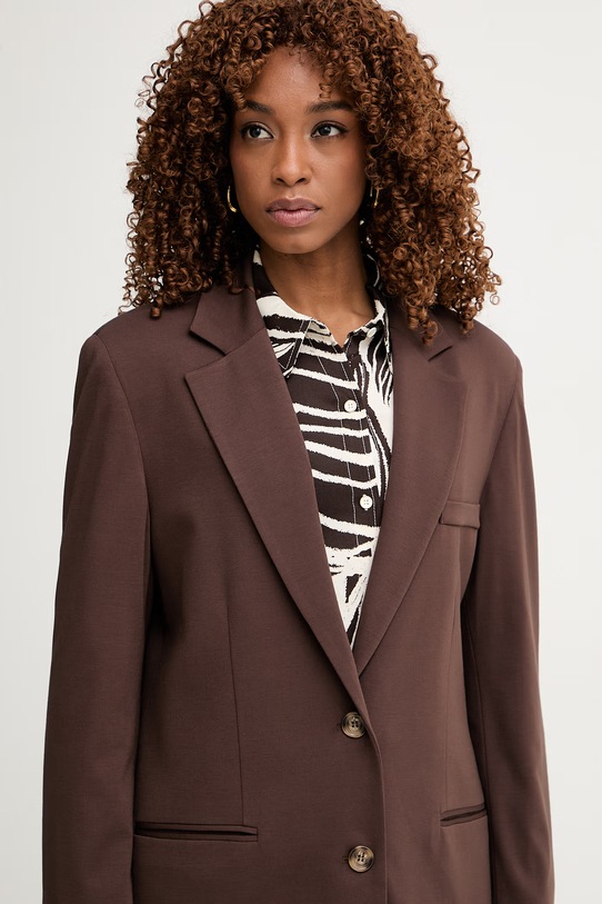 Haveone marynarka jednorzędowa damska brązowy JMI.Q002