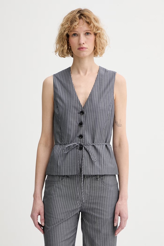 rag & bone kamizelka jednorzędowa damska bawełniana Paulette szary RA6O26S4MCO