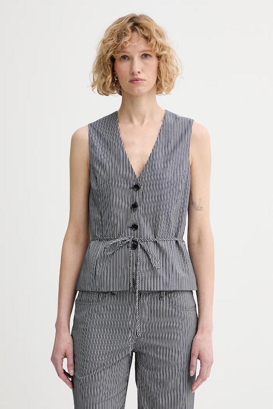 rag & bone kamizelka jednorzędowa damska bawełniana Paulette szary RA6O26S4MCO