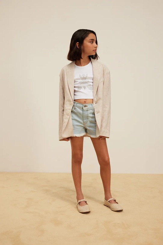 Patrizia Pepe marynarka dziecięca lniana A713 beżowy 7S0287