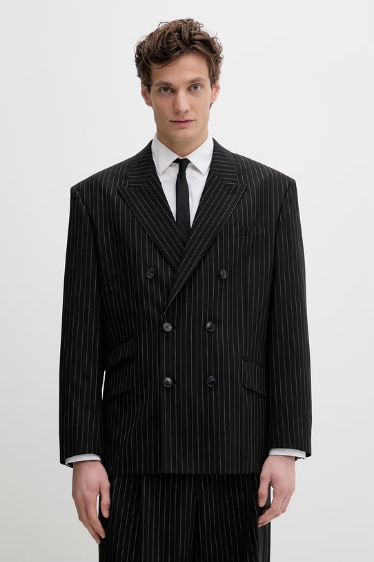 HUGO marynarka z dodatkiem wełny Ulik261X tkanina czarny 50554672