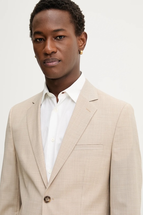 Шерстяной пиджак HUGO Arti253X бежевый 50558082