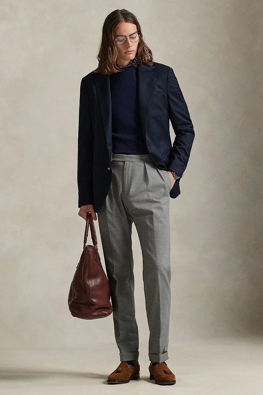 Odzież Polo Ralph Lauren marynarka z dodatkiem wełny 715928570 granatowy