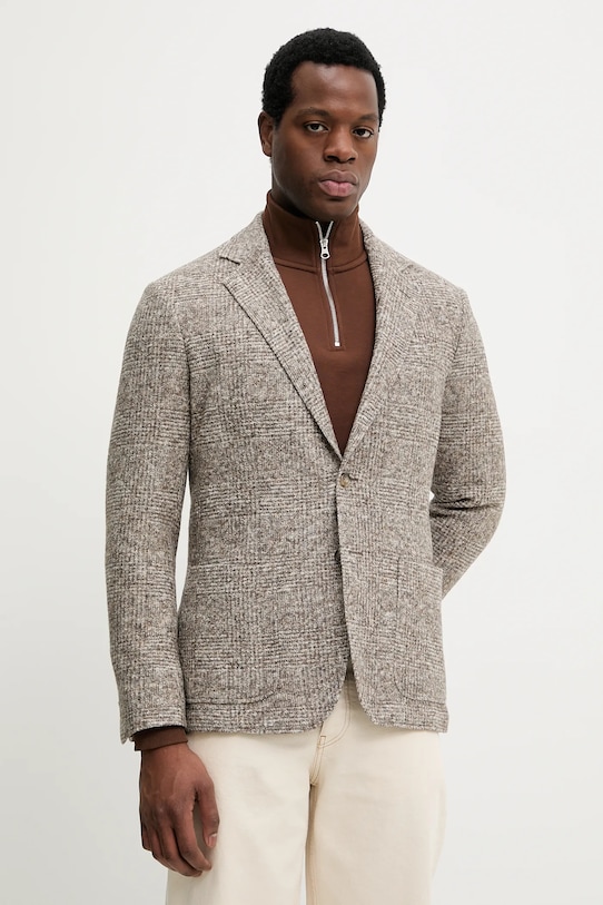 Gant marynarka z dodatkiem wełny tkanina brązowy 7706344