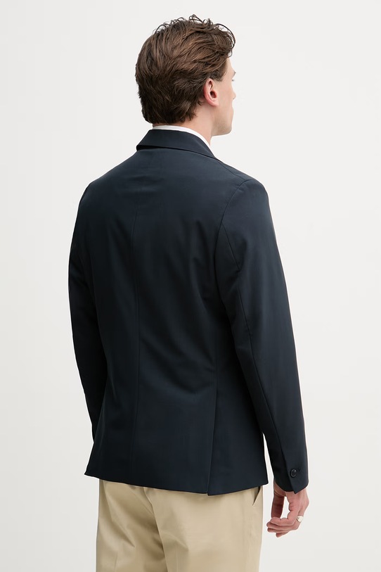 Odzież Sisley marynarka jednorzędowa męska z domieszką wełny 29B3SW02K granatowy