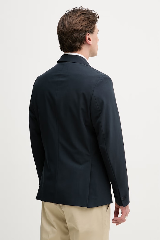 Odzież Sisley marynarka jednorzędowa męska z domieszką wełny 29B3SW02K granatowy