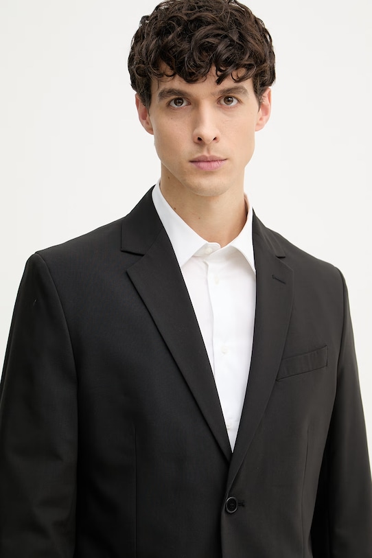 Sisley pánske jednoradové sako s prímesou vlny čierna 29B3SW02K