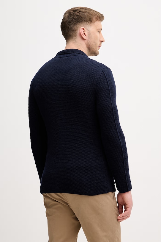 Odzież United Colors of Benetton marynarka jednorzędowa męska z dodatkiem wełny 1Y6SU601X granatowy