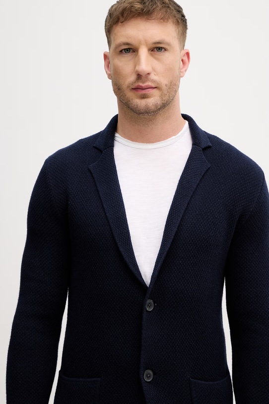 United Colors of Benetton marynarka jednorzędowa męska z dodatkiem wełny granatowy 1Y6SU601X