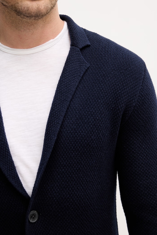 United Colors of Benetton marynarka jednorzędowa męska z dodatkiem wełny 1Y6SU601X granatowy
