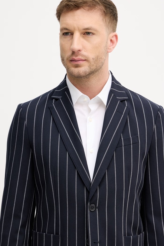 United Colors of Benetton Marynarka jednorzędowa męska z domieszką wełny granatowy 23N4UW021