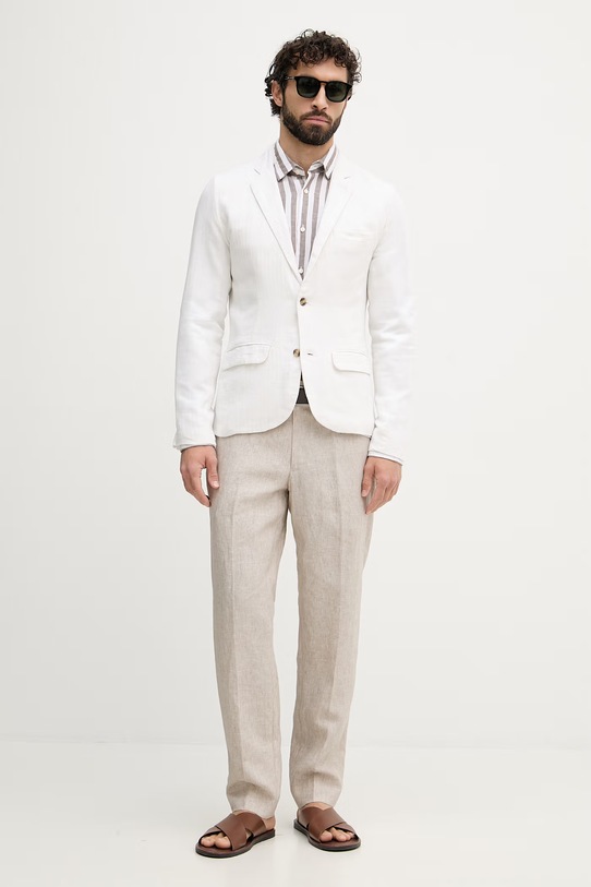 Lindbergh однобортный пиджак для мужчин со льном 30.304020A белый SS26