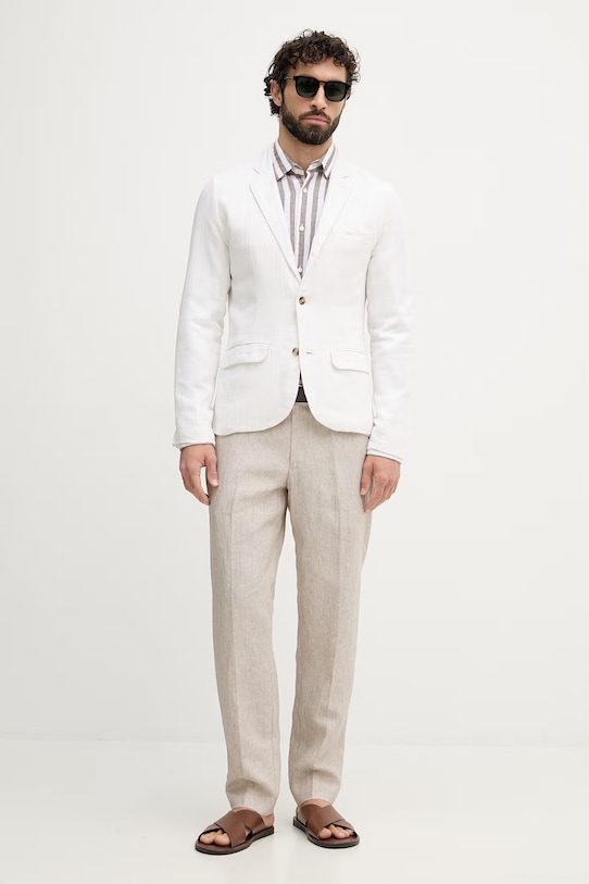 Lindbergh однобортный пиджак для мужчин со льном 30.304020A белый SS26