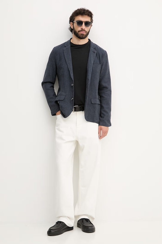 Lindbergh męski z lnem 30.304020A granatowy SS26