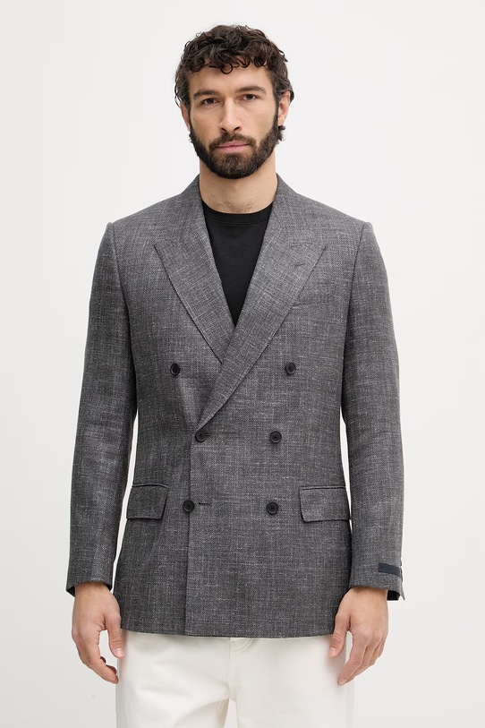 BOSS dvoredni suknjič moški z volno BOSS X DAVID BECKHAM siva 50563790